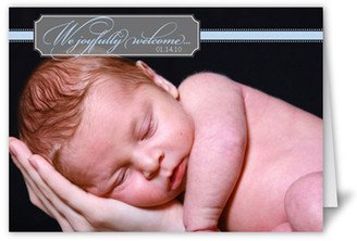 Birth Announcements: Welcome Billet Blue Birth Announcement, Blue, Pearl Shimmer Cardstock, Square