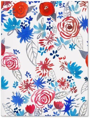 Journals: Patriotic Watercolor Floral - Red White And Blue Journal, Multicolor