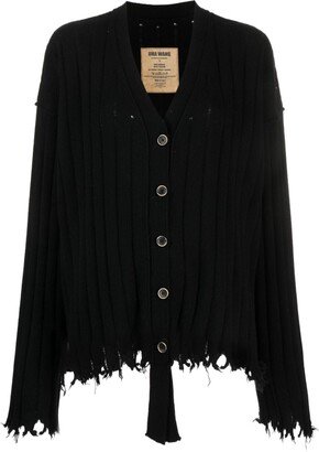 raw-edge V-neck cardigan