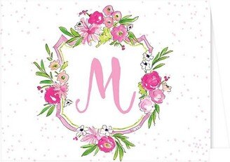 RosanneBECK Collections 10ct Folded Notes - Vintage Floral Crest Monogram - M