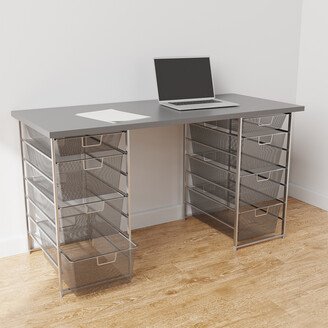 Elfa Classic Elfa Desk w/ Two Drawer Units Grey & Platinum