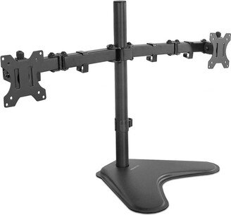 Mount-It! Double Monitor Desk Stand Fits 21 - 32 Inch Computer Screens | Freestanding Base | 2 Heavy Duty Full Motion Adjustable Arms