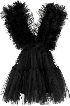 x lia Aram tulle-trim mini dress