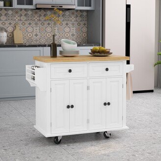 43.31Kitchen Island Cart with Two Storage Cabinets