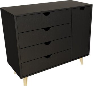 35 Black Solid Wood Four Drawer Combo Dresser