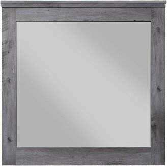 Traditional Wooden Wall Mirror with Rustic Style, Gray