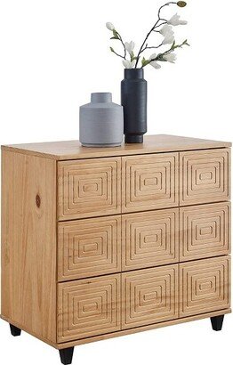 MUSEHOMEINC Solid Wood 3 Drawer Dresser/Nightstand Chest Organizer - Brown