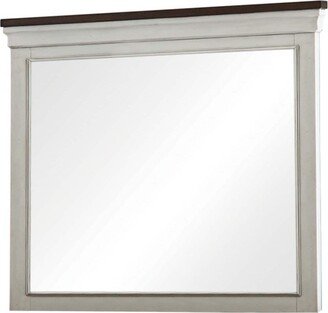 Ivy 42 Inch Modern Rectangular Mirror with Wood Frame, Brown, White