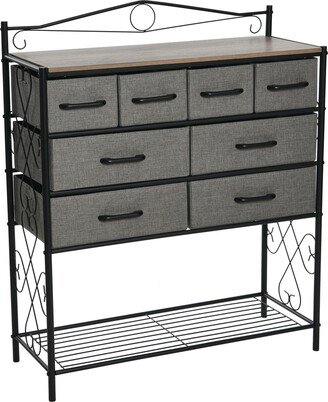 Wide Dresser with Storage Rack, Victorian Metal Frame and 8 Drawers, use as Dresser, Entryway Console and More