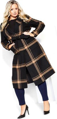 Women's Plus Size Checkmate Coat - caramel - 18W