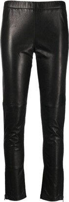 Zip-Ankles Leather Trousers