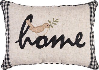 Wreathed Birds Home Oblong Applique & Embroidered Throw Pillow