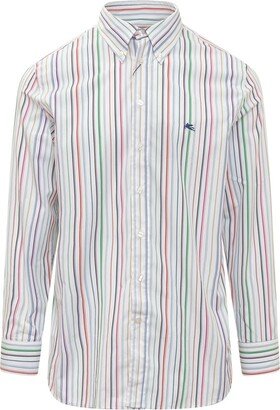 Logo Embroidered Striped Buttoned Shirt-AB