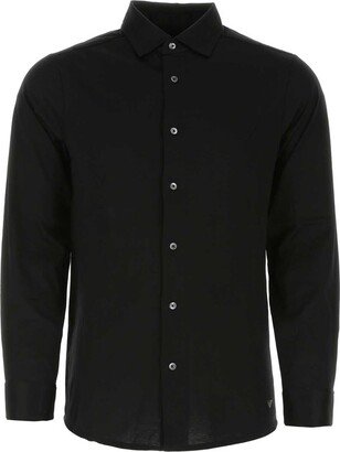 Curved Hem Buttoned Shirt-AE