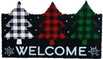 Briarwood Lane Checkered Trees Winter Natural Fiber Coir Doormat