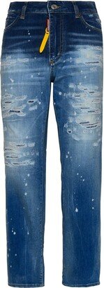 Paint Splatter Effect Distressed Jeans-AD