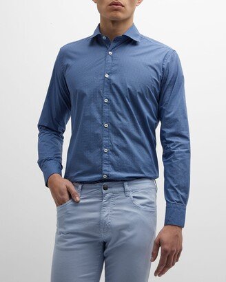 Men's Micro-Geometric Cotton Sport Shirt