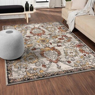 Luxe Weavers Oriental Floral Distressed Orange 8x10 Area Rug