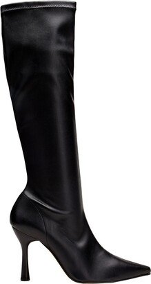 Stretch Socks Spool Heel Tall Boots Boot Black