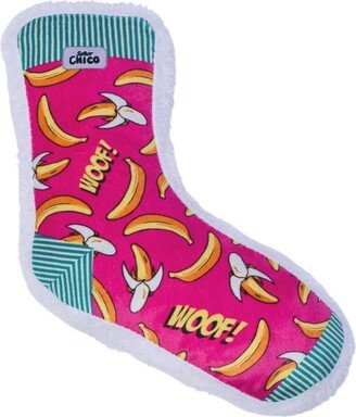 Jojo Modern Pets Squeaking Banana Printed Sock Comfort Plush Dog Chew Toy