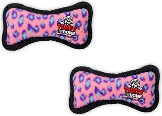 Tuffy Jr Bone Pink Leopard, 2-Pack Dog Toys