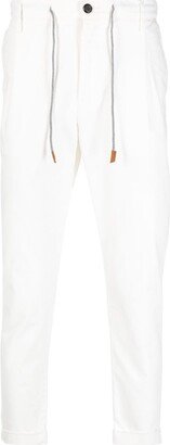 Drawstring Stretch-Cotton Tapered Trousers