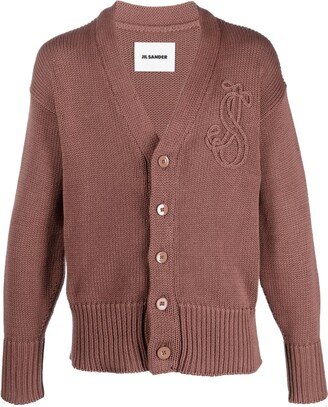 Embroidered-Logo Cotton Cardigan-AB