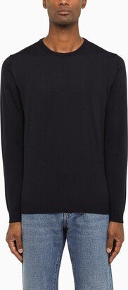 Navy merino wool crew-neck sweater