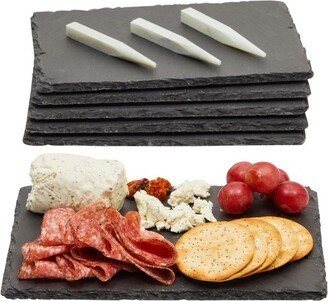 Juvale 6-Piece Mini Charcuterie Boards with Chalk, Stone Plates for Cheese, Meat, Appetizers, Sushi Plate for Brunch, Dinner, and Reception, 6 x 9 In