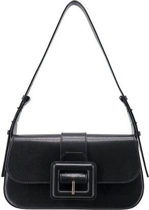 Buckle Detailed Foldover-Top Shoulder Bag