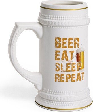 Beer Eat Sleep Repeat Stein Mug, Beer Lovers Gift, Enthusiasts, Unique Gift For Dad Friends Boss Coworkers Who Love To Drink