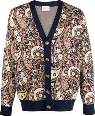 V-neck paisley-print cardigan