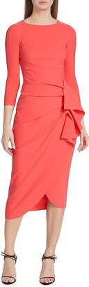 Gathered Side Midi-Dress