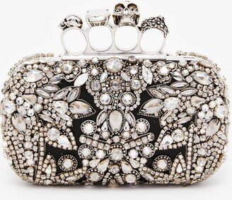 Women's Victorian Jewel Knuckle Clutch In Silver