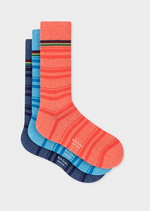 'Sports Stripe' Colour Block Three Pack Socks