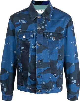 Camouflage-Print Denim Jacket-AB