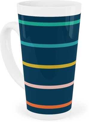 Mugs: Summer Stripe - Dark Tall Latte Mug, 17Oz, Multicolor