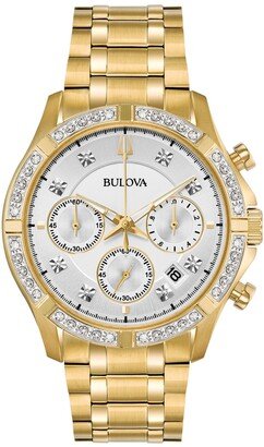 Men's Chronograph Diamond-Accent Gold-Tone Stainless Steel Bracelet Watch 42mm, Created for Macy's