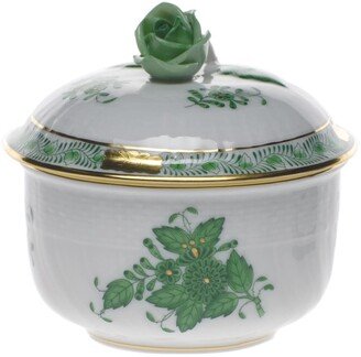 Chinese Bouquet Green Covered Sugar Dish with Rose