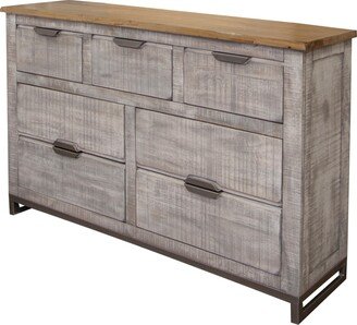 61 Light Gray Solid Wood Seven Drawer Triple Dresser