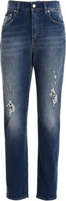 Distressed Straight Leg Jeans-AA