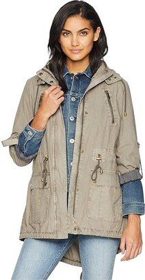 Fashion Light Weight Parka w/ Roll Up Sleeve (Grey) Women's Coat