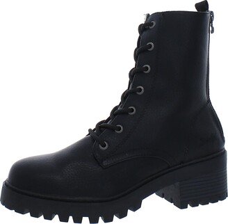 Womens Faux Leather Vegan Combat & Lace-up Boots