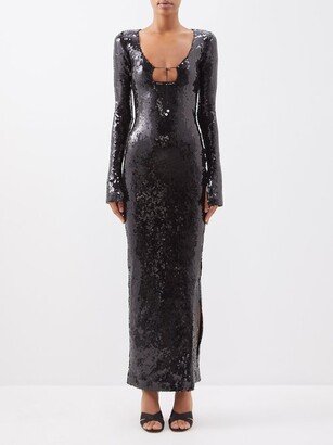 Solaria Keyhole-neck Sequinned-tulle Maxi Dress