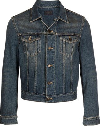 Fitted Button-Front Denim Jacket-AA