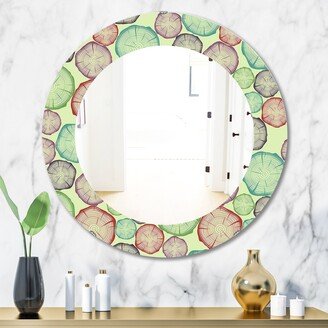 Designart 'Pattern With Tree Rings' Printed Bohemian and Eclectic Oval or Round Wall Mirror - Green