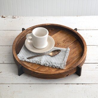 Modern Rustic Wood Tray - 17½'' dia. x 2½''H