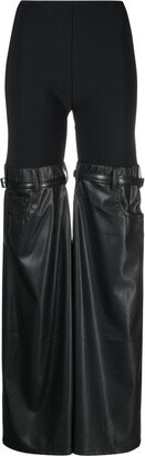 Hybrid faux-leather flared trousers