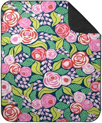 Picnic Blankets: Colorful Papercut Roses Picnic Blanket, Pink