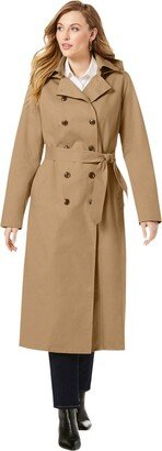 Jessica London Jeica London Women' Plu Size Double Breated Long Trench Coat, 20 W - Soft Camel